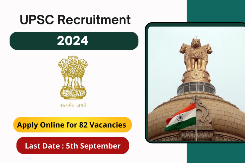 UPSC Recruitment 2024 Apply Online for 82 Vacancies Before September 5